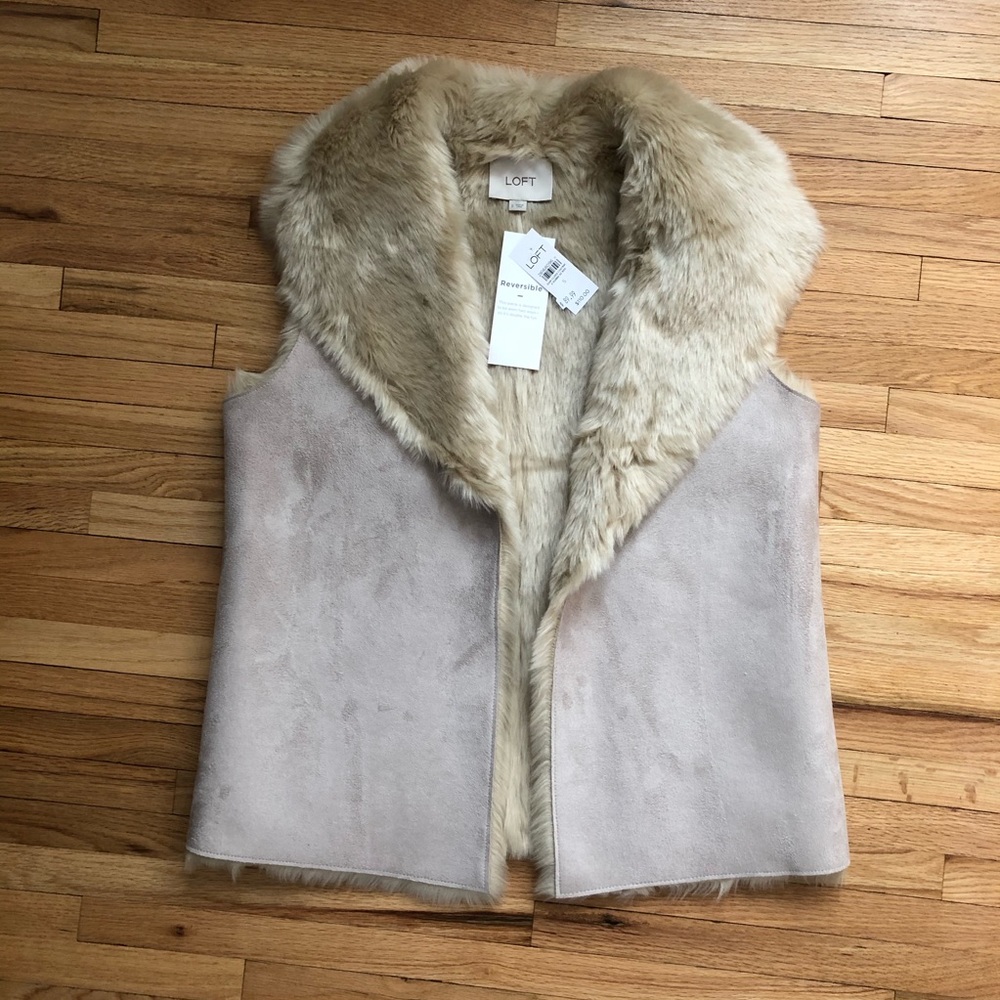 LOFT Reversible faux fur vest